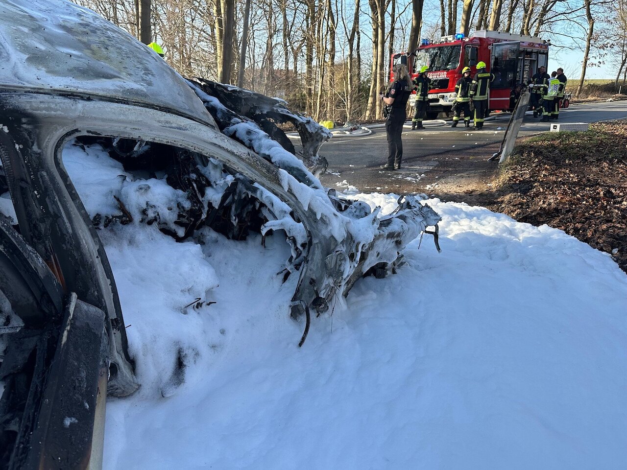 Feuer auf der Dammer Straße: Brennender Pkw drohte Waldbrand auszulösen Image 6